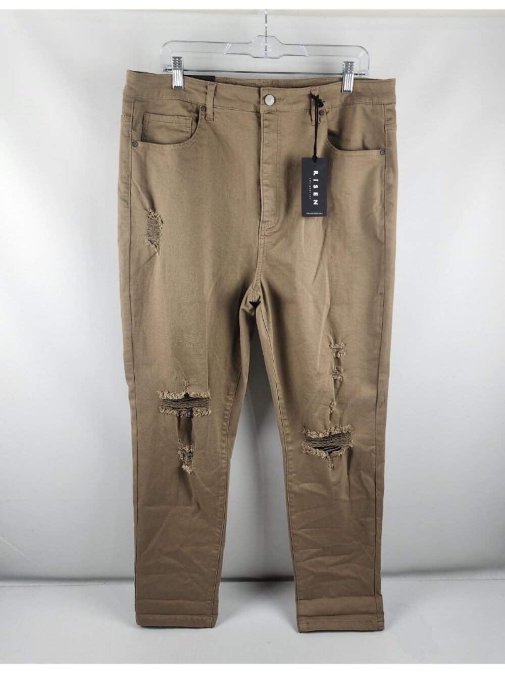 Risen Jeans Womens 2XL Tan/Brown Distressed Ankle Color Skinny Denim NWT